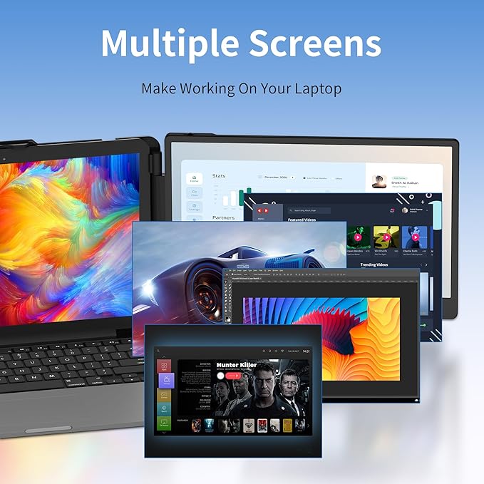 Laptop Screen Extender Portable Monitor, 14.2" 1080P FHD IPS Screen, Monitor Extender for Laptop, Fit for 13-17" Laptops, Plug & Play Compatiable with Wins/Mac/Android/Switch (Dual 14")