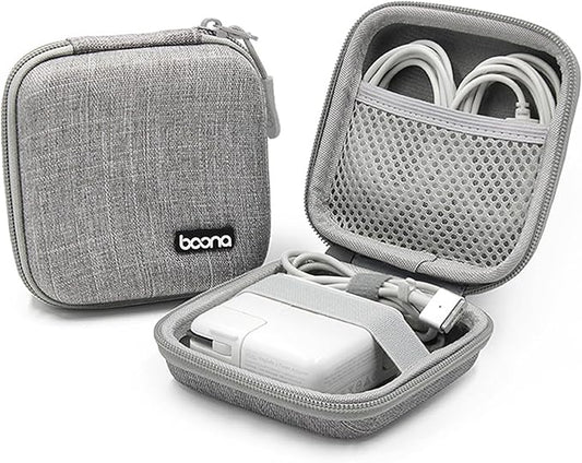 Charger Case for Macbook, Portable Tech Electronic Organizer Bag, Travel Storage Pouch for Laptop Accessories, MacBook Power Adapter, Charging Cords, USB, Power Bank (Grey-Oxford, M)