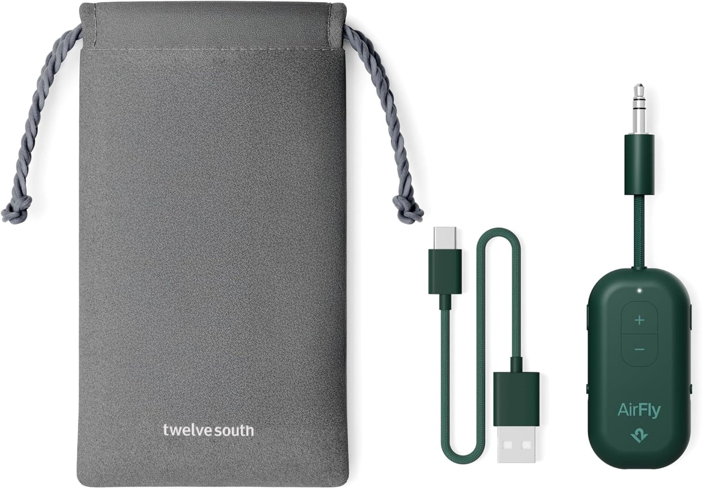 Twelve South AirFly Pro | Bluetooth Wireless Transmitter/Receiver Adapter for 2 Headphones, Audio Sharing, Compatible with 3.5mm aux Jack for Airplanes, TV, Gym, Stereo, and Travel, Evergreen