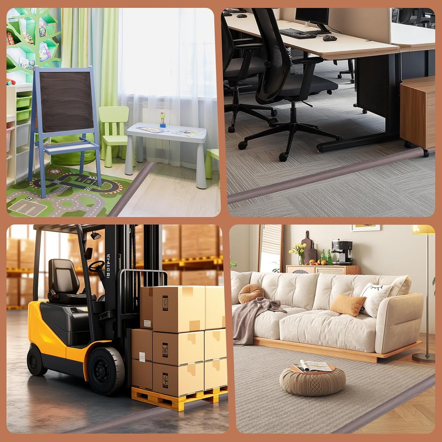 Floor Cord Cover for Wires on Floor Self Adhesive Cord Hider Floor Cable Management Wire Covers for Cords Protector Prevent Cable Trips Cord Cavity W 0.59" x H 0.31", Grayish Brown Wood, 10Ft