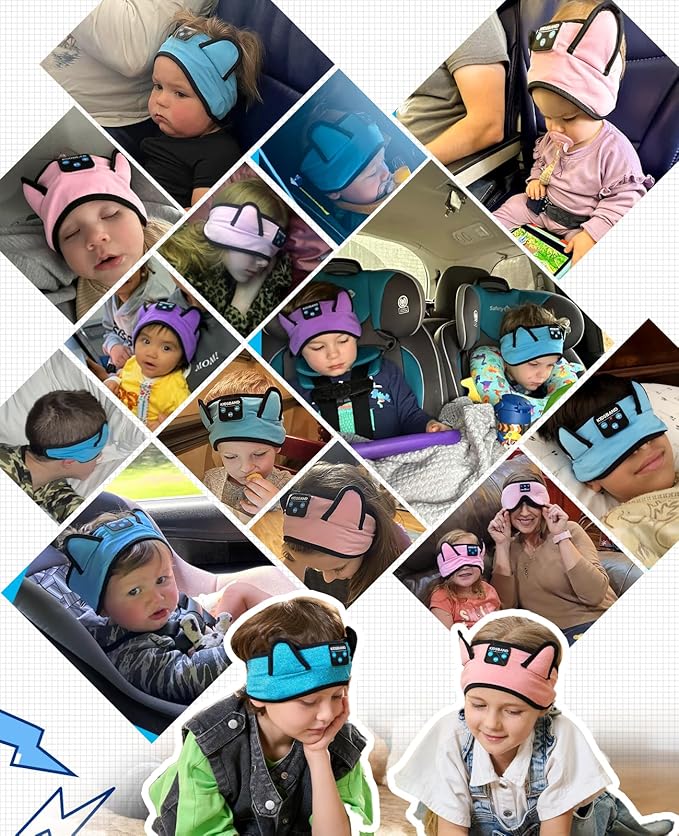 Kids Headphones, Bluetooth Headband Earphones for Children,Baby,Toddlers.Kids Headband Headphones for Home,Plane & Car Travel Accessories with Wired Playback 3.5 MM Jack, Wireless & Wired Palyback