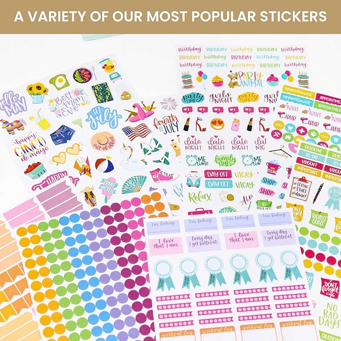 bloom daily planners Planner Sticker Value Pack (13 Unique Sheets / 1,000+ Stickers) - New Variety Assortment Bundle for Planning & Decorating