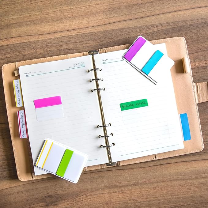 KICNIC Sticky Tabs 480 Pcs, Adhesive Book Tabs, Removable Page Markers, 1 Inch, 2 Inch Annotation Tabs, Labels for Books, Notebooks, Files, Binders, Bible,Flags for Office and School Use(10 Colors)