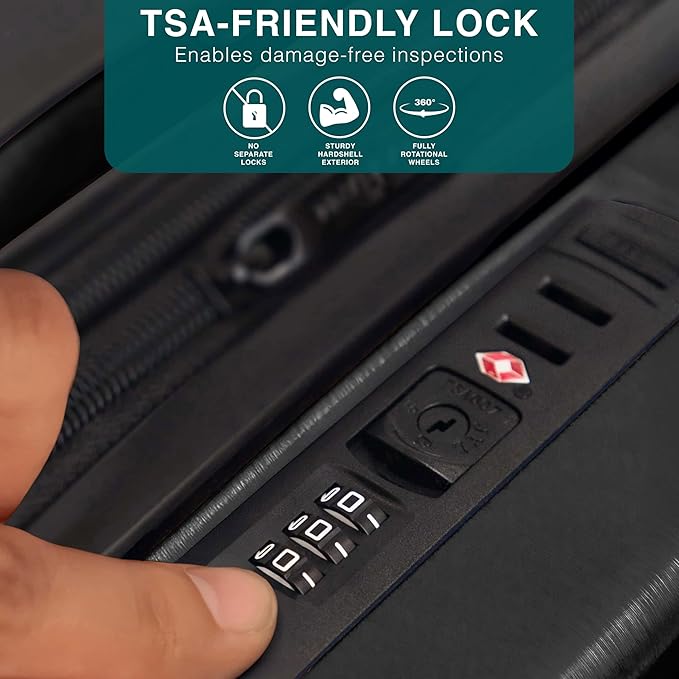 28 Inch Luggage with Spinner Wheels, Hard Shell Suitcase with TSA Locks for Luggage, Travel Large Suitcase, Expandable Hard Shell Suitcases, Black