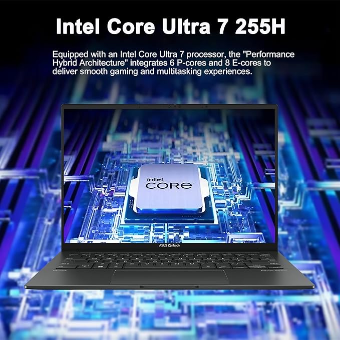 ASUS Zenbook 14 Designer Laptop 14" WUXGA Lumina OLED Touch (500nits HDR, 100% DCI-P3) Intel 16-core Ultra 7 255H (Up to 13 Tops) 16GB DDR5 512GB SSD for Work Business Win11 ICP Hub w/Copilot AI