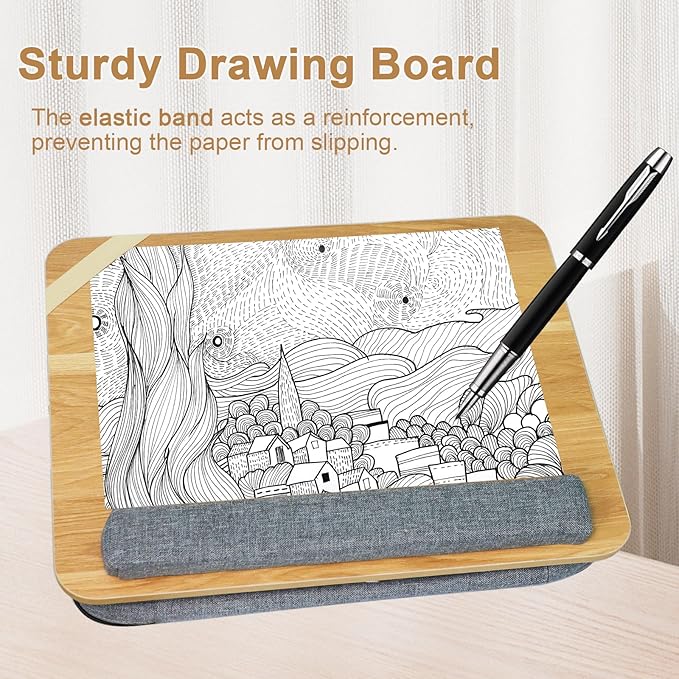 Lap Desk for Laptop Stand with Cushion, Adults with Storage Fits Up to 15.6in, Combines Features Bag and Pillow Table by Travel, Portable Workstation for Home College Office(Light Brown)