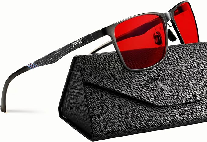 ANYLUV Blue Light Glasses Men, Relieve Eyestrain and Eye Protection, Al-Mg Metal Computer Blue Light Blocking Glasses