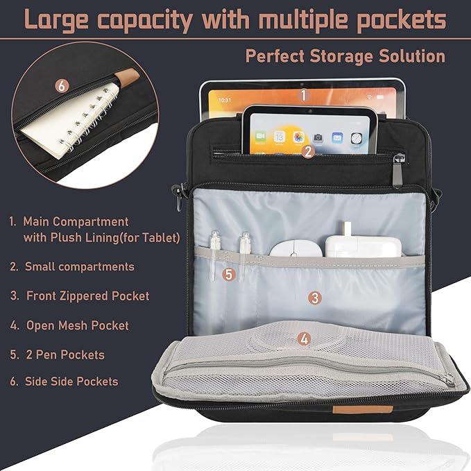 Tablet Sleeve Bag,Padded Protective Travel Carrying Case for iPad Pro M4 11", iPad Air M2 5/4th 10.9", Air 3th 10.5", iPad 10th 10.9", 9/8/7th 10.2