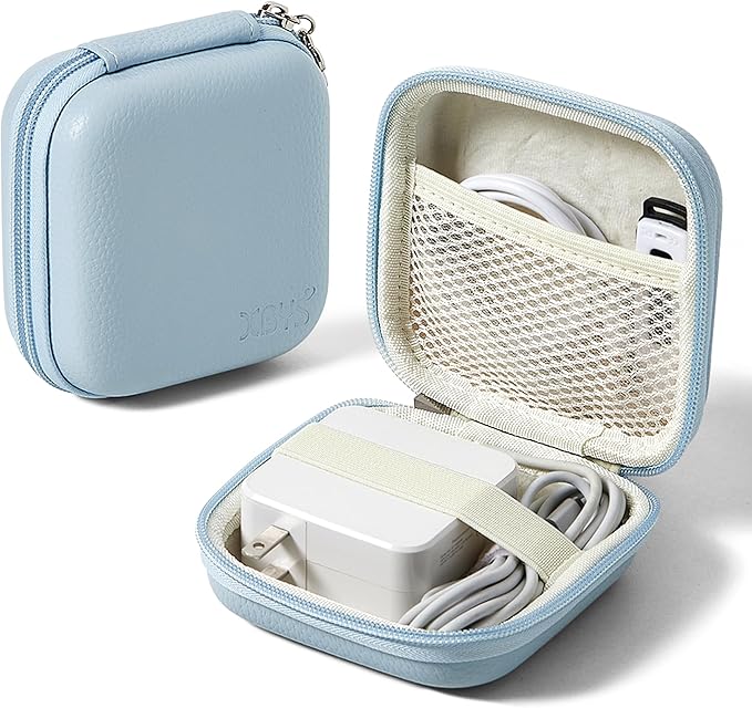 Charger Case for Macbook, Portable Tech Electronic Organizer Bag, Travel Storage Pouch for Laptop Accessories, MacBook Power Adapter, Charging Cords, USB Drives, Power Bank (Blue, M)