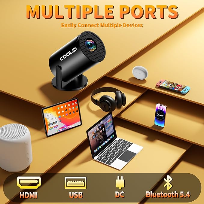 Mini Projector, Support 4K 1080P Portable Projector with Bidirectional WIFI6 5G and Bluetooth5.4, 270° Rotatable, Auto Keystone Correction, 35"-130" Video Projecto Compatible with HDMI/USB/Phone-Black