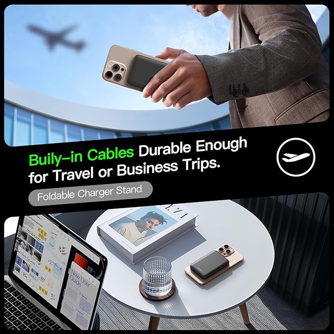 2025 Magnetic 15W Power Bank for iPhone,5000mAh Magsafe Battery Pack with 20w Fast Charging,Slim Magsafe Power Bank in&Out,with LED Display,Wireless Portable Charger for iPhone 16/15/14/13/12 Series