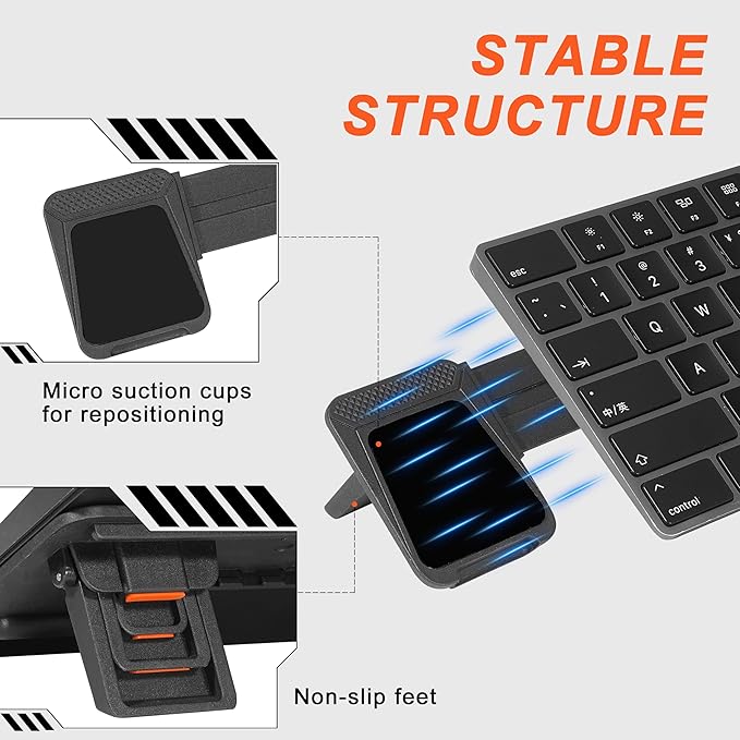 MEKASS Computer Keyboard Stand for Desktop, Adjustable Keyboard Riser, Extendable Holder, Non Slip, Ergonomic Office Desk Accessories for Flat-Back Keyboard Only (Orange)