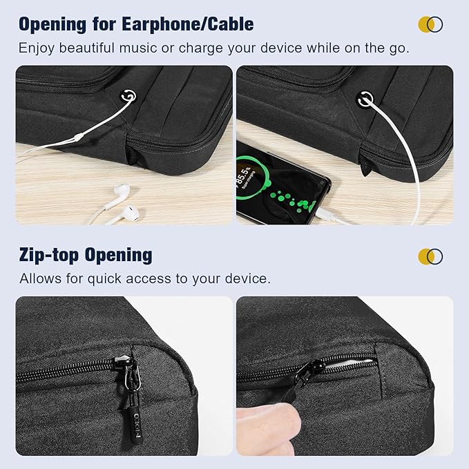 MoKo 9-11 Inch 360° Protective Tablet Sleeve Bag, Fits iPad Air M3 11, 5/4th 10.9, iPad A16 10/9/8/7th 10.2, iPadPro 11 Inch, Tab S8/S9 11, Multifunctional Bag with Shoulder and Headphone Port, Black