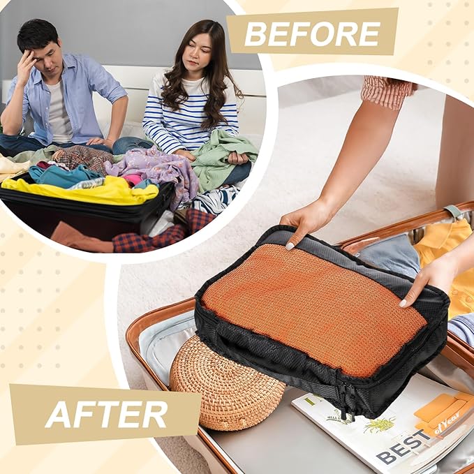 5 Pcs Packing Cubes for Suitcase Large Travel Cubes Carry on Luggage Organizer Bags for Clothes Accessories(M,Black)