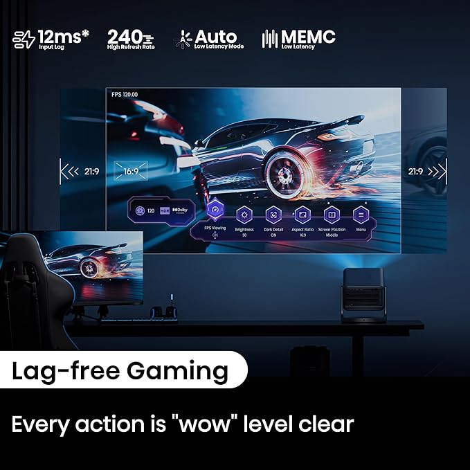 Hisense C2 Pro, Triple Laser Smart Portable Projector, 4K UHD, 2,600 Lumens, 65” – 300”, Dolby Vision, IMAX Enhanced, Sound by JBL, VIDAA OS, Netflix Included, Optical Zoom, Auto Keystone Correction