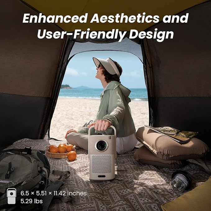 [Sound by JBL & Built-in Battery] Yaber T2 Plus GTV Outdoor Projector - Smart Projector with WiFi 6 and Bluetooth, Native 1080P Movie Portable Projector for Indoor and Outdoor (Google TV System)