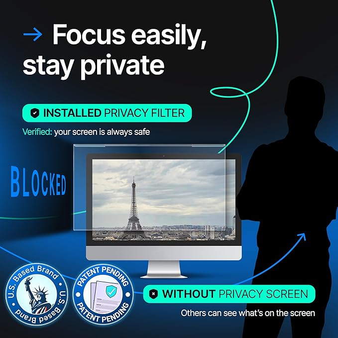 Acrylic 27 Inch Computer Privacy Screen Filter Compatible with 27 inch iMac (2012-2020) - 24.1" x 15.1" (612 x 384mm) - Monitor Frame Hanging Type