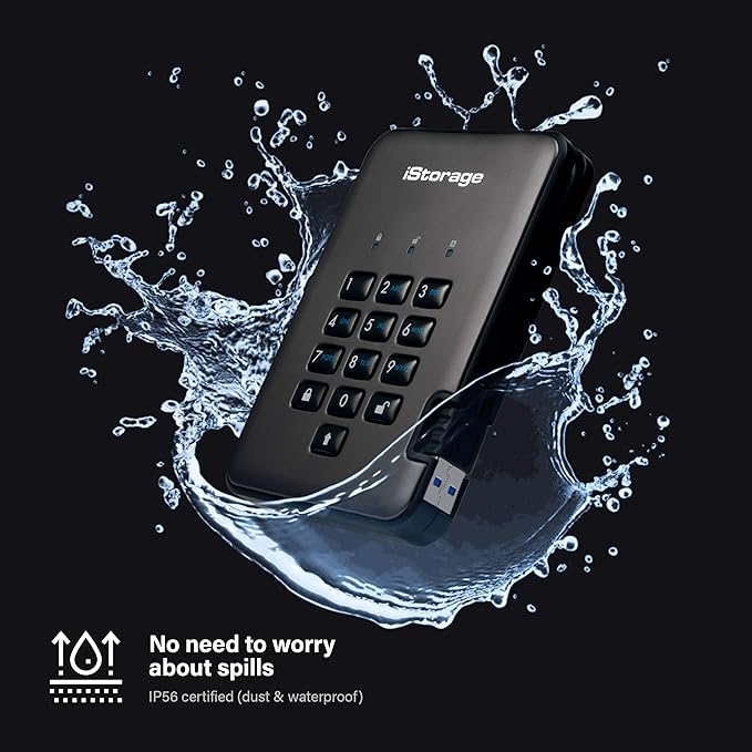 iStorage diskAshur PRO2 SSD 4TB |Secure Solid State Drive | FIPS Level 3 certified | Password protected | Dust/Water-Resistant | Hardware encryption