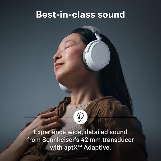 Sennheiser Consumer Audio Momentum 4 Wireless Headphones - Bluetooth Headset for Crystal-Clear Calls with Adaptive Noise Cancellation, 60h Battery Life, Customizable Sound, White (509267)