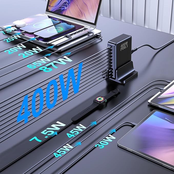 CHIPOFY 400W USB C Charger, GaN Compact 10-Ports PD3.1 140W PPS 45W QC20W Super Fast Charging Station for MacBook Laptop, iPad, iPhone 16/Pro/15/14, Samsung Galaxy S24/S23, Steam Deck and More