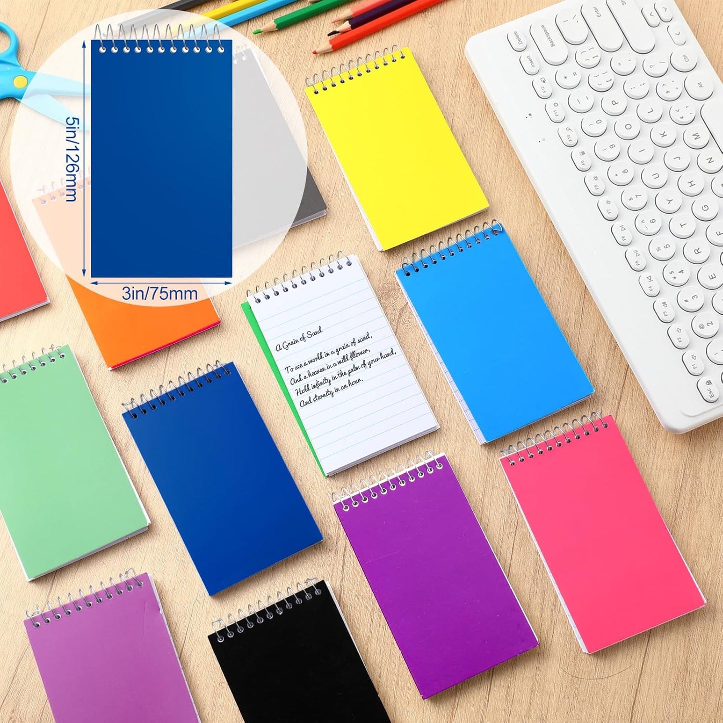 72 Pcs Small Pocket Notebooks 3 x 5 Inch Mini Memo Spiral Notepads Top Bound College Ruled Lined Note Pads for Back School Office Journaling Noting, 75 Sheets/Pad (Rainbow)