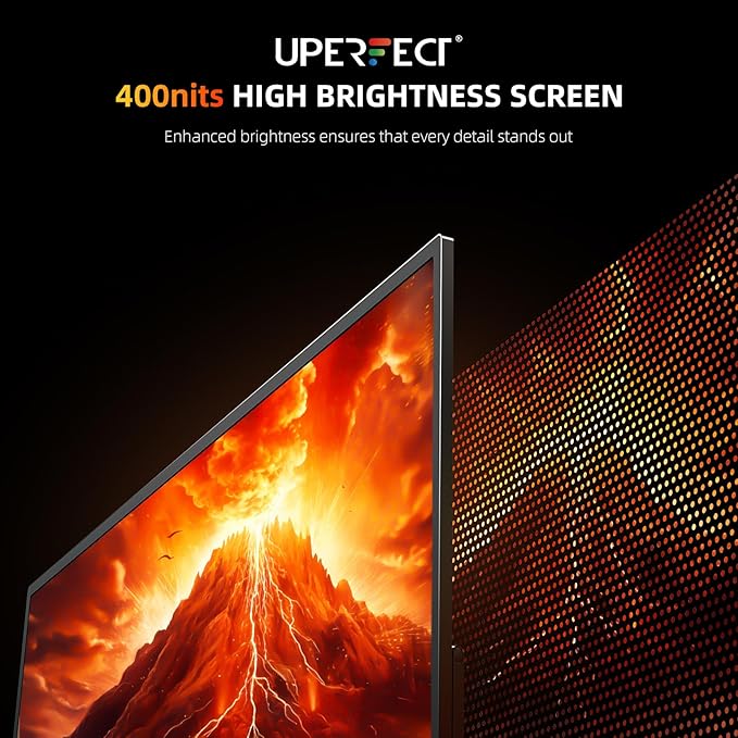 UPERFECT Portable Monitor 4K 23.8" QLED| 400 Nits 24" Large Monitor | 3840 * 2160 UHD 100% DCI-P3 | 1MS FreeSync | USB-C & HDMI | VESA & Kickstand | Second Screen for Computer, Mini PC, Game Consoles