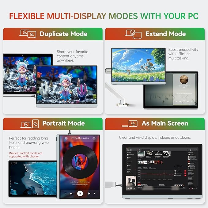 Intehill 14" Portable Monitor 2.5K, 2560x1600 Portable Screen for Laptop, 16:10 Travel Monitor with Tempered Glass, 100% sRGB HDMI Portable Display, Mobile External Display with Stand & Speaker, Q14ZA