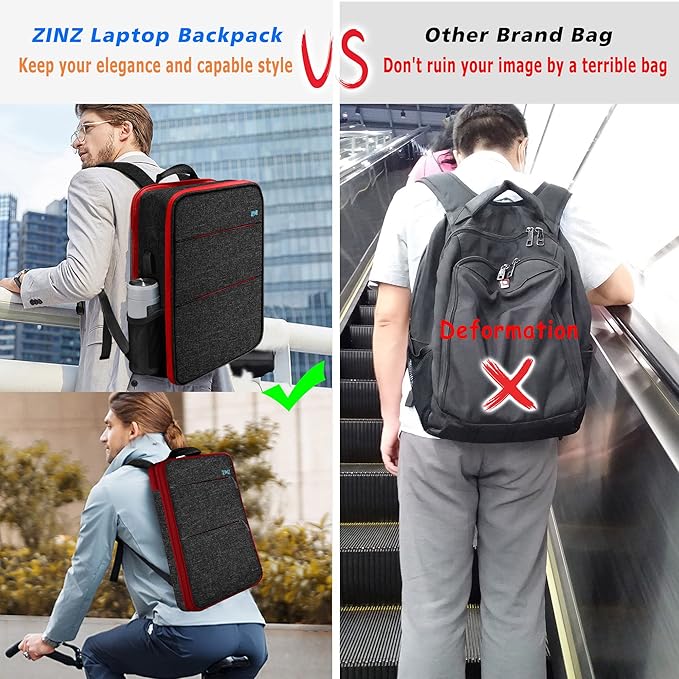 ZINZ Slim & Expandable Laptop Backpack 15 15.6 16 Inch Sleeve with USB Port, Spill-Resistant Notebooks Bag Case for Most 14-16 Inch MacBooks Surface-Books Dell HP Lenovo Asus Computers,B01RD01
