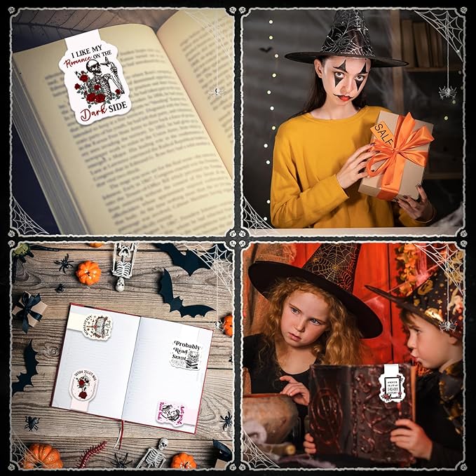 Dark Romance Magnetic Bookmark Gifts - Wxiben 8Pcs Funny Book Mark Magnets Flower Skull Bookmarks Magnetic Romance Magnets Bookmark Page Clip Gift for Women Men Book Lovers Students Teachers Reading