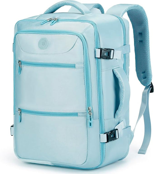 Sowaovut Travel Laptop Backpack, Extra Large High School College Backpacks, Flight Approved Daypack Business Bag Fit 17.3 inch Laptop for Men Women (Light Blue)
