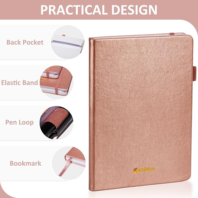 Password Book with Individual Alphabetical Tabs Laminated, Large Print Password Keeper Book for Seniors, A5 Hardcover Internet Password Log Book to Record Website Login Details - Rose Gold
