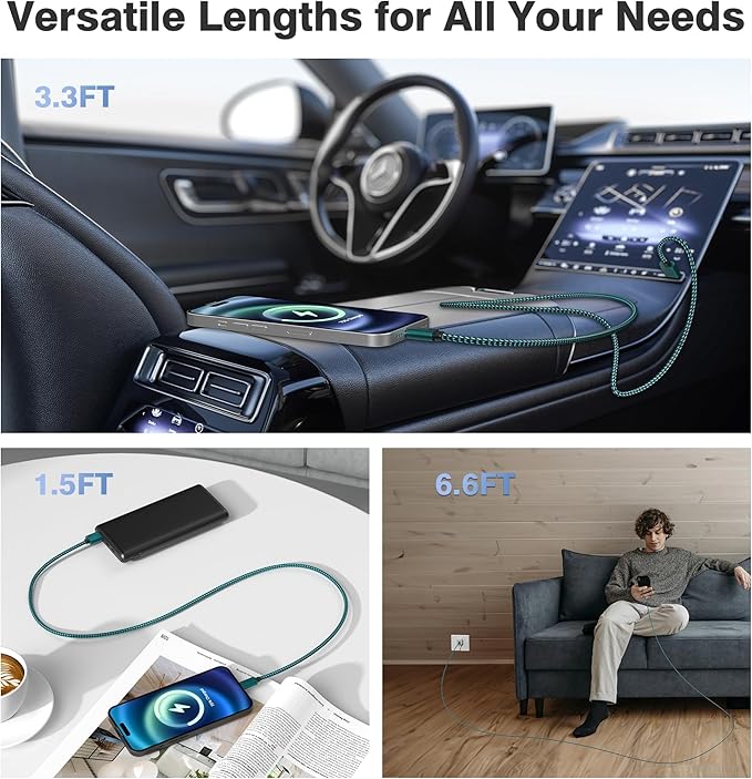 Elebase for Samsung Galaxy S25 Charger Cable 1.5/3.3/6.6FT 3Pack,USB A to Type C Charging Cord for Car,S24 S23 S22 Tab S10 S9 S8 S7 A9 A8 A7 Plus Ultra FE,Z Flip Fold,Kindle Fire HD Paperwhite Scribe