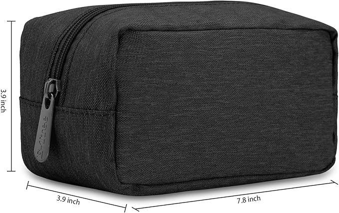 E-Tree Makeup Bag,Medium Travel Make up Pouch for Purse,Zipper Cosmetic Brush Skin Care Case for Women Man,Toiletry Bags,Tech Electronic Organizer,Small Canvas Storage for Personal Items,Black