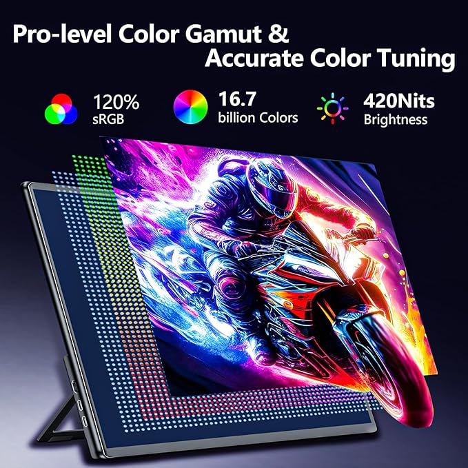 4K Large Portable Monitor 24“ Travel Monitor UHD 3840 * 2160 120% sRGB External Second Screen for Desktop Laptop Mini PC MacBook W/Stand VESA HDMI USB-C Gaming Display for PS5/Xbox (OS24-4K)