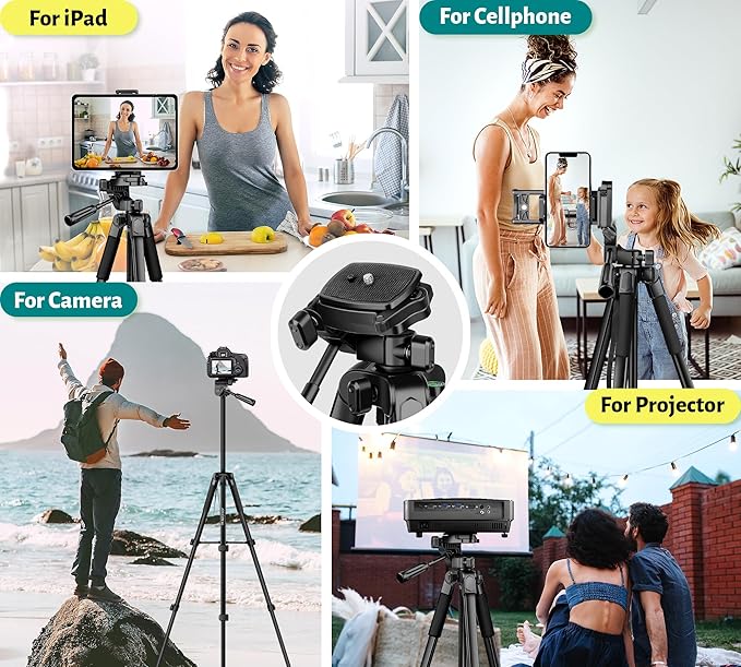 JOILCAN Phone Tripod, 67" Camera Tripod Stand for iPhone iPad, Professional Aluminum Travel Tripods with Wireless Remote and Carry Bag for Cellphone Photo Video Recording Vlog