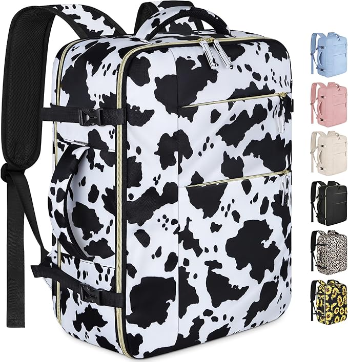 Capolo Travel Backpack for Women Men Waterproof Laptop Backpack Airlines Approved Carry On Backpack Bag Computer Bag for Business, Work, Traveling Fits 17 Inch Laptop(Cow Print)