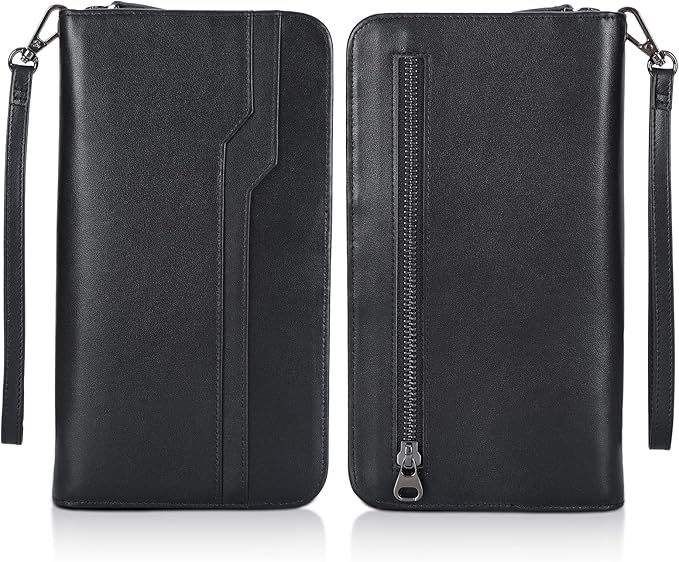 Polare Full Grain Leather Family Travel Passport Wallet and Documents Organizer RFID Blocking Case Holder Fits 6 Passports for Men and Women