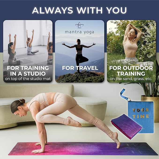Mantra Yoga Travel PRO 1.5mm - Foldable Fitness & Exercise Mat with Bag | Lightweight, Compact & Eco-Friendly | Non-Slip & Washable | For All Types of Yoga | 72" L x 24" W | 2.6 lbs