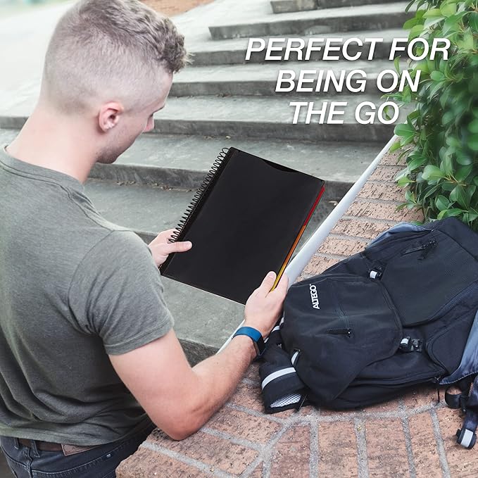 Samsill 2 Pack Deluxe 24 Pocket Spiral Project Organizer with Inner Zipper Pouch, Customizable Front Cover, 12 Dividers with Erasable Write-On Tabs in Assorted Colors, Plastic Folders with Pockets