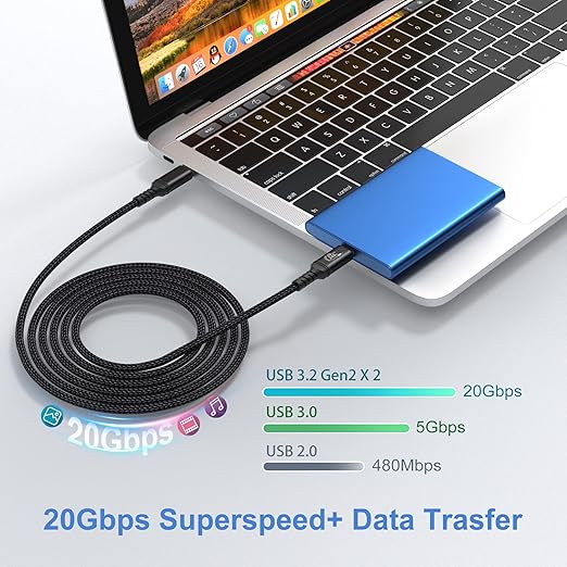 USB C to USB C Cable 10 ft, 240W Type C Fast Charging PD3.1 48V/5A 20Gbps Data Transfer Monitor Display Video USB 3.2 Cord for MacBook Pro 16 M4 140W iPhone 17 Pro Max iPad Galaxy Pixel-2Pack