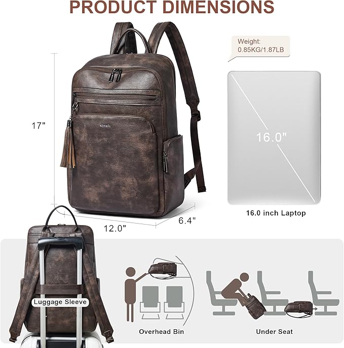 Shrrie Laptop Backpack for Women Fits 16 inch Laptop,Designer Backpacks for Women with Computer Compartment to Business (Coffee)
