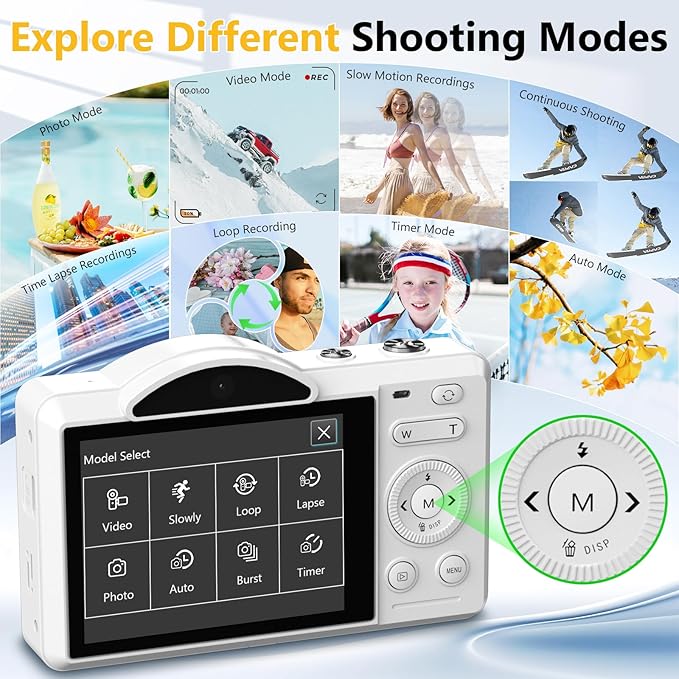 Digital Camera for Photography - WiFi 4K 75MP Vlogging Cameras for YouTube, Touchscreen Autofocus Point and Shoot Digital Camera for Teens Adult Beginner with 16X Zoom, 32GB Card, 2 Batteries(White)