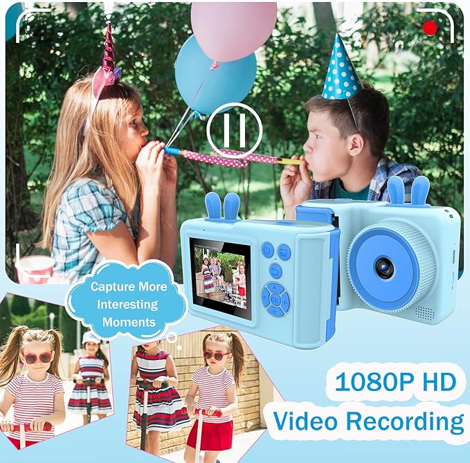 Kids Camera Instant Print Camera for Kids,1080P Children Instant Cameras Toddler Camera Toy, for Girl Age 3-12, Travel Kids Digital Camera Toys for 3 4 5 6 7 8 9 10 Year Old Boys (Blue)