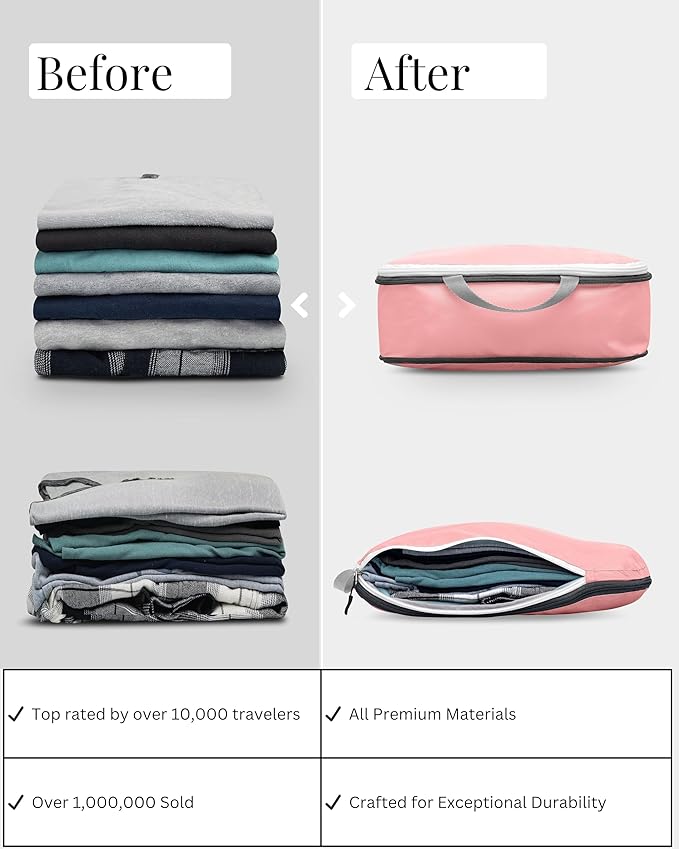 Compression Packing Cubes Set for Travel - Lightweight, Durable Clothes Organizer for Carry-On Luggage and Suitcases by TRIPPED Travel Gear