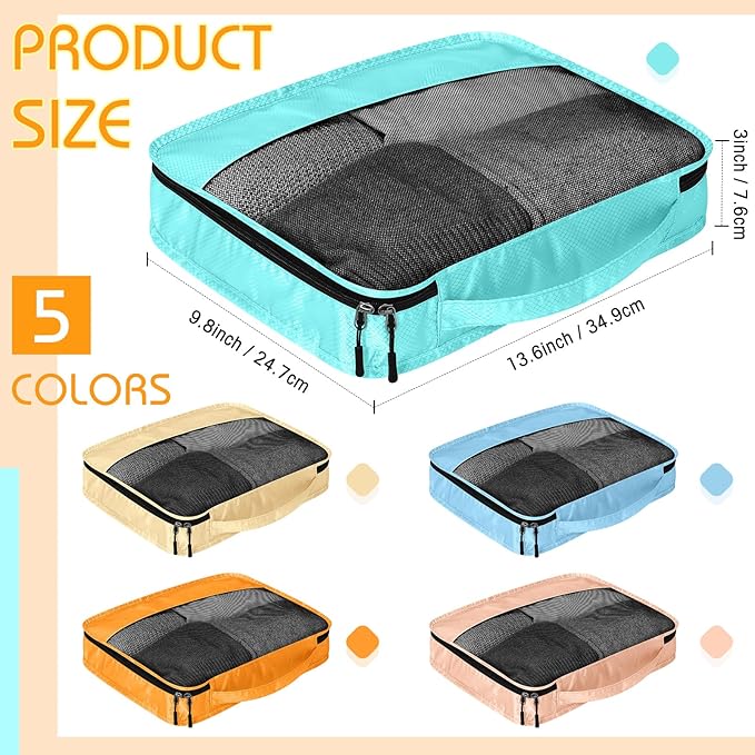 5 Pcs Packing Cubes for Suitcase Large Travel Cubes Carry on Luggage Organizer Bags for Clothes Accessories(S,Pastel)