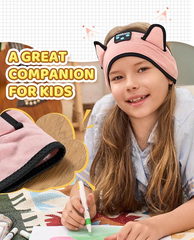 KIDSBAND Kids Headphones, Baby Headphones for Plane, Bluetooth Headphones Headband for Kids with Wired Playback 3.5 MM Jack for School Girls Boys Children,Kindle Tablet Cellphones Airplane Travel