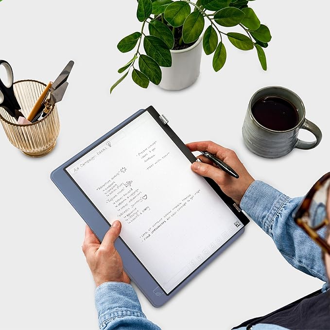 Rocketbook Pro 2.0 Reusable Professional Smart Notebook, Executive Size 7x9, Steel Blue - Lined & Dot Grid Pages, App-Connected, Erasable, Premium Cover, Ideal for Work Notes and Business Meetings