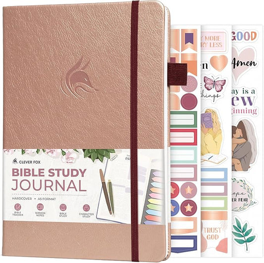 Clever Fox Bible Study Journal – Church Notes Notebook – Note Taking & Journaling Kit – Faith Based Religious Gifts & Accessories (Rose Gold)