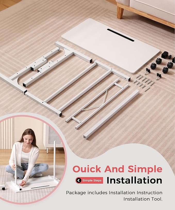 KLSMYHOKI Standing Desk Adjustable Height, Mobile Stand Up Desk with Wheels Small Computer Desk Rolling Desk, Portable Laptop Desk White Standing Table Home Office Desks 16"x31.5" Height 27"-43.5"