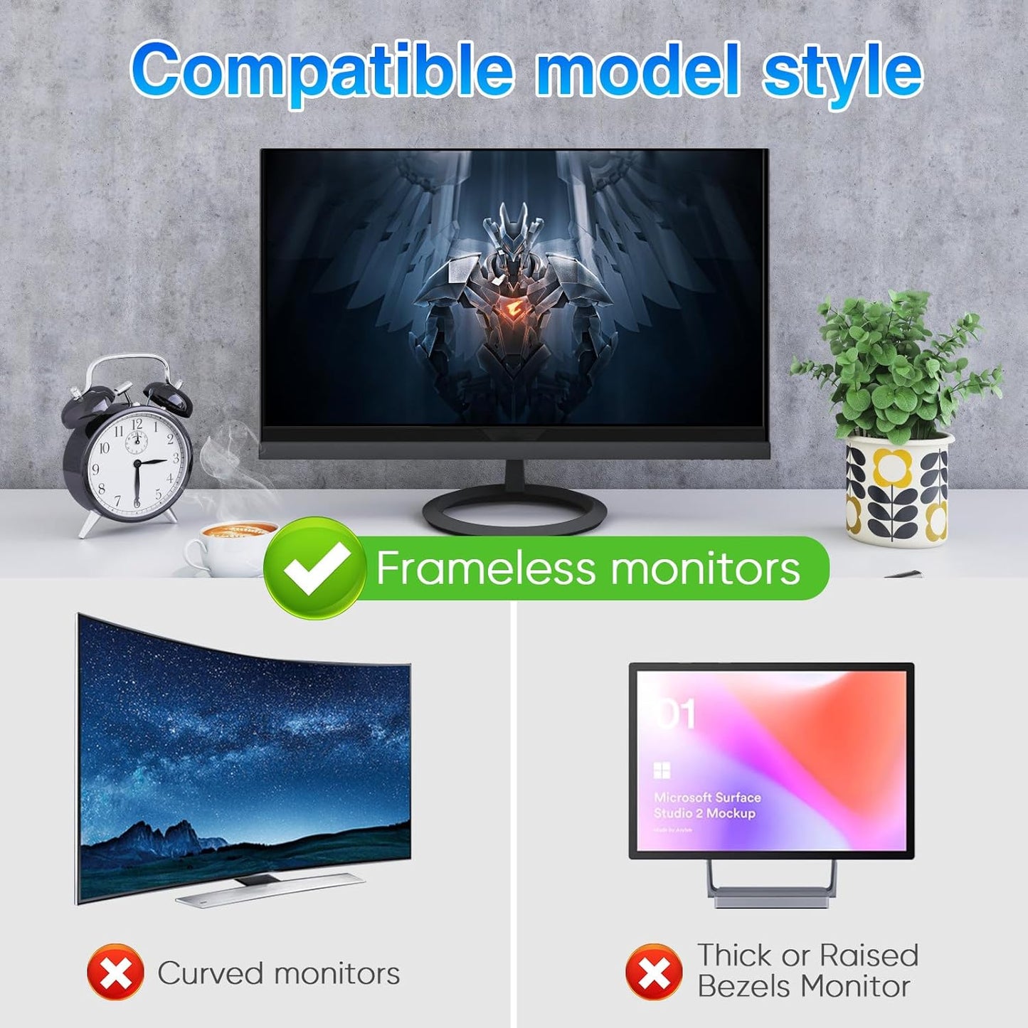 Computer Privacy Screen 23.6 Inch Magnetic, Removable Hanging Privacy Shield for frameless Monitor 16:9 Widescreen, Anti Blue Light, Anti-Glare Protector